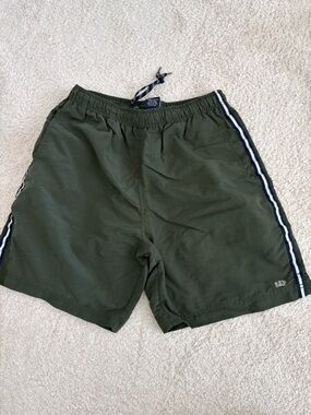 GAP Vintage Olive Green Shorts with Navy and White Side Stripes